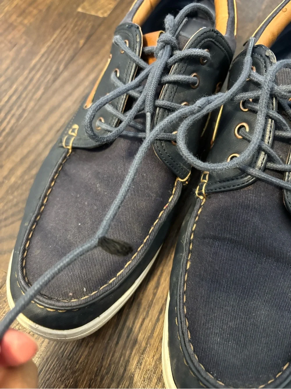 Aldo Navy and Tan Boat Shoes
